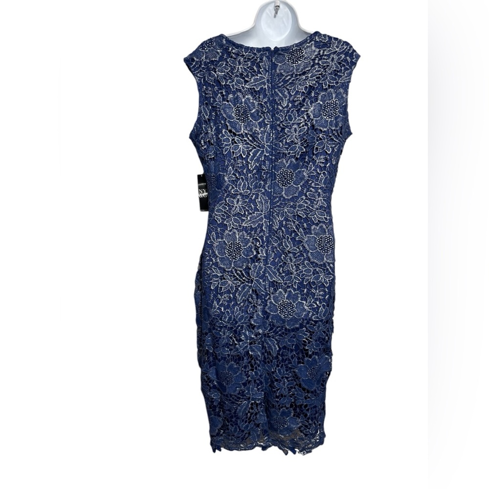 NWT Newβ York & Company dress size 12 stunning royal blue metallic sheath dress - Picture 8 of 13